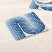 レトロ幾何学的ダブルアーチデザインポスター スクエアペーパーコースター (アングル)