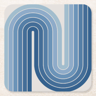 レトロ幾何学的ダブルアーチデザインポスター スクエアペーパーコースター