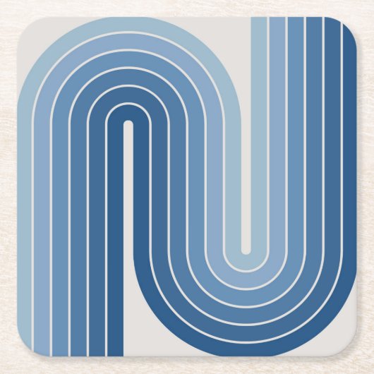 レトロ幾何学的ダブルアーチデザインポスター スクエアペーパーコースター (正面)