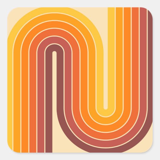 レトロ幾何学的ダブルアーチデザイン スクエアシール (正面)