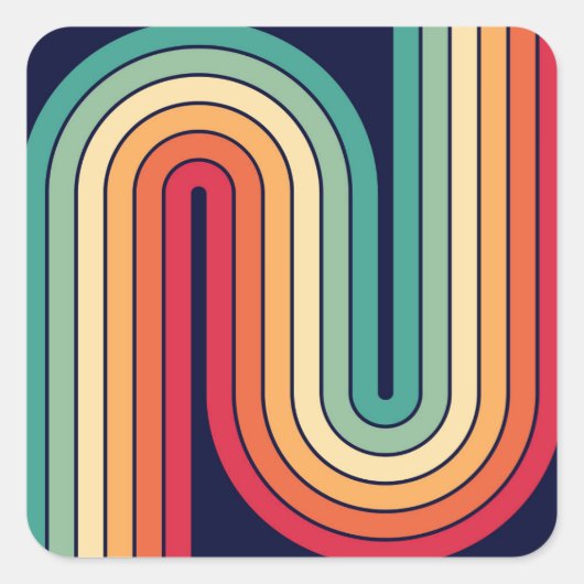 レトロ幾何学的ダブルアーチデザイン スクエアシール (正面)