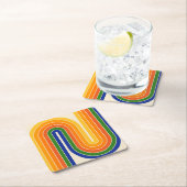 レトロ幾何学的ダブルアーチデザイン スクエアペーパーコースター (インサイチュ)