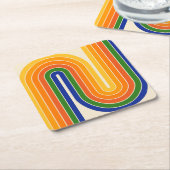 レトロ幾何学的ダブルアーチデザイン スクエアペーパーコースター (アングル)