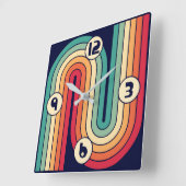 レトロ幾何学的ダブルアーチデザイン スクエア壁時計 (傾斜)