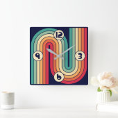 レトロ幾何学的ダブルアーチデザイン スクエア壁時計 (ホーム)