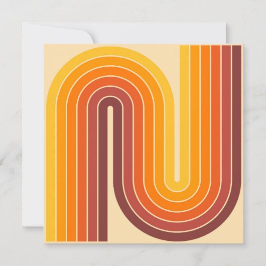 レトロ幾何学的ダブルアーチデザイン 招待状 (正面)