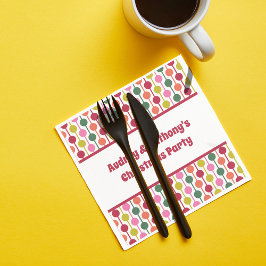 レトロ幾何学的パターンカスタムメッセージクリスマス スタンダードカクテルナプキン