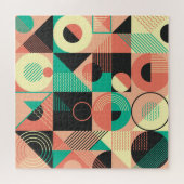 レトロ幾何学的パターンデザイン ジグソーパズル (横)