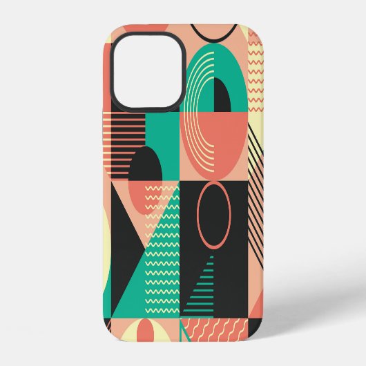 レトロ幾何学的パターンデザイン iPhoneケース (裏面)
