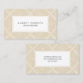 レトロ幾何学的パターンプロフェッショナルベージュホワイト 名刺 (正面/裏面)