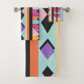 レトロ幾何学的パターン混合 バスタオルセット (インサイチュ)
