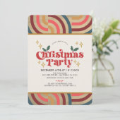 レトロ幾何学的パターン金ゴールドクリスマスパーティー 招待状 (スタンド正面)