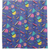 レトロ幾何学的パターン シャワーカーテン (正面)