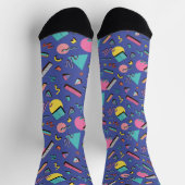 レトロ幾何学的パターン ソックス (上部)