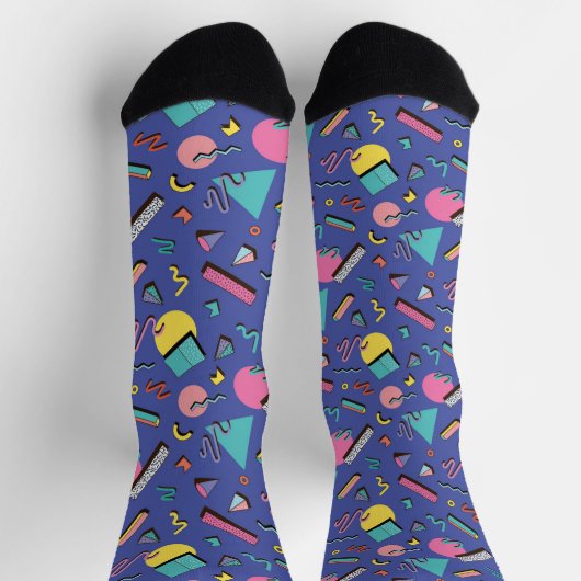 レトロ幾何学的パターン ソックス (上部)