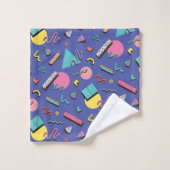 レトロ幾何学的パターン バスタオルセット (ウォッシュタオル)