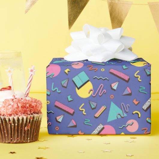 レトロ幾何学的パターン ラッピングペーパー (誕生日パーティー)
