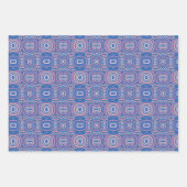 レトロ幾何学的パターン（青とピンク） ラッピングペーパーシート (正面2)