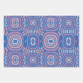 レトロ幾何学的パターン（青とピンク） ラッピングペーパーシート (正面)