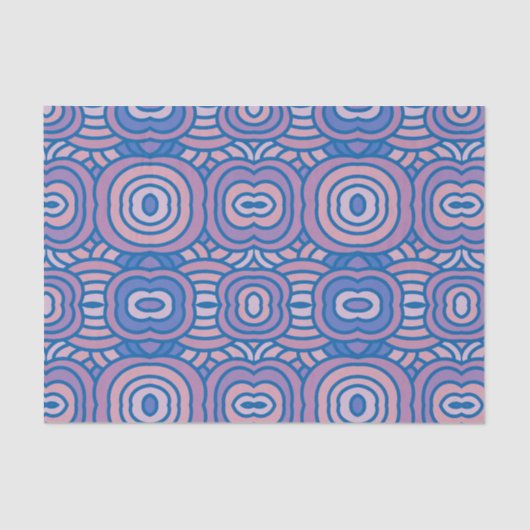 レトロ幾何学的パターン（青とピンク） 薄葉紙 (正面)