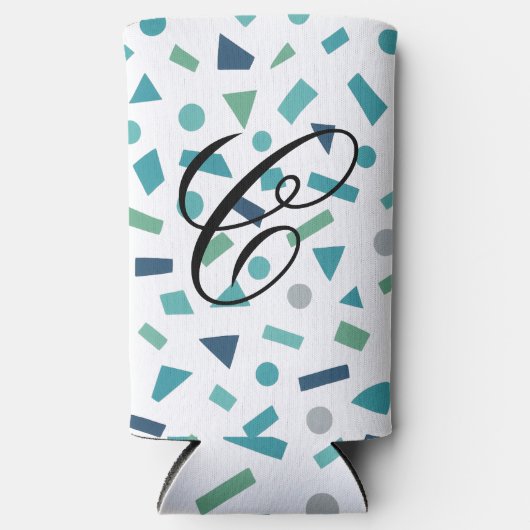 レトロ幾何学的パターン – 80sメンフィススタイルデザイン スリム缶クーラー (正面)