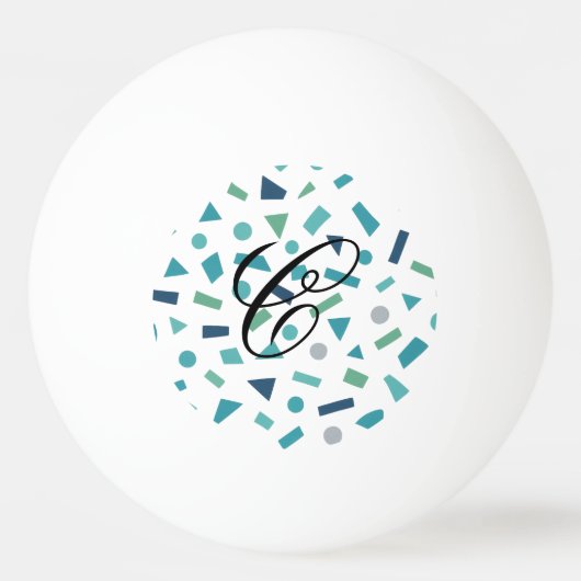 レトロ幾何学的パターン – 80sメンフィススタイルデザイン 卓球ボール (正面)