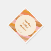 レトロ幾何学的ピンクオレンジカスタムブライダルシャワー スタンダードカクテルナプキン (角)