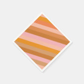 レトロ幾何学的ピンクオレンジテラコッタストライプー スタンダードカクテルナプキン (角)