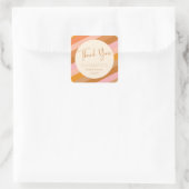 レトロ幾何学的ピンクサビブライダルシャワーありがとう スクエアシール (バッグ)