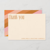 レトロ幾何学的ピンクテラコッタカスタムウェディング サンキューカード (正面/裏面)