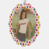 レトロ幾何学的プリント1970年代のパターン（の模様が）あるクリスマス オーナメントカード (左)