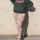 レトロ幾何学的プリント1970年代のパターン(の模様が)あるクリスマス レギンス