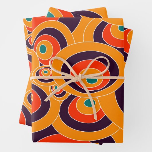 レトロ幾何学的ラッピング紙-はっきりした抽象芸術 ラッピングペーパーシート (インサイチュ)