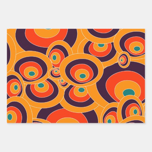 レトロ幾何学的ラッピング紙-はっきりした抽象芸術 ラッピングペーパーシート (正面)