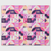 レトロ幾何学的ラッピング紙 ラッピングペーパー (フラット)