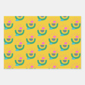 レトロ幾何学的抽象芸術サンシャインパターンイエロー ラッピングペーパーシート (正面2)