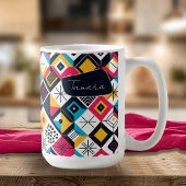 レトロ幾何学的抽象芸術パット数々の#12色ID1067 コーヒーマグカップ