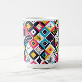 レトロ幾何学的抽象芸術パット数々の#12色ID1067 コーヒーマグカップ (中央)