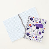 レトロ幾何学的抽象芸術パット3紫オレンジID1067 ノートブック (内部)