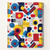 レトロ幾何学的抽象芸術パット#10 Navy Red ID1067 ノートブック (裏面)