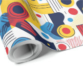 レトロ幾何学的抽象芸術パット#10 Navy Red ID1067 ラッピングペーパー (ロールコーナー)