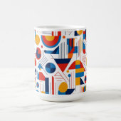 レトロ幾何学的抽象芸術パット#11ネイビー金ゴールドID1067 コーヒーマグカップ (中央)