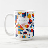 レトロ幾何学的抽象芸術パット#11ネイビー金ゴールドID1067 コーヒーマグカップ (左)