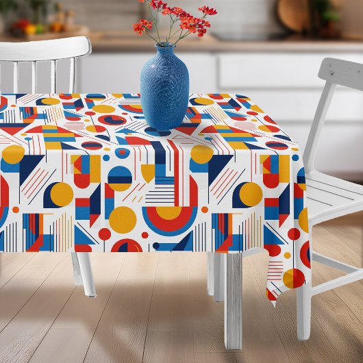 レトロ幾何学的抽象芸術パット#11ネイビー金ゴールドID1067 テーブルクロス