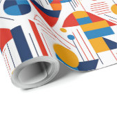 レトロ幾何学的抽象芸術パット#11ネイビー金ゴールドID1067 ラッピングペーパー (ロールコーナー)