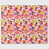 レトロ幾何学的抽象芸術パット#13赤オレンジ色ID1067 ラッピングペーパー (フラット)