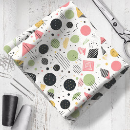 レトロ幾何学的抽象芸術パット#2 Sage Pink ID1067 ファブリック