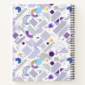 レトロ幾何学的抽象芸術パット#4 Purple Blue ID1067 ノートブック (裏面)