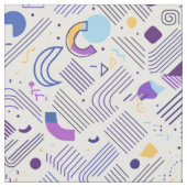 レトロ幾何学的抽象芸術パット#4 Purple Blue ID1067 ファブリック (クローズアップ)
