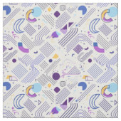 レトロ幾何学的抽象芸術パット#4 Purple Blue ID1067 ファブリック (見本)